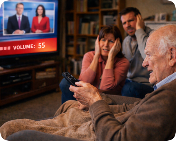 TV volume creeping up, up, up (and family complaining)